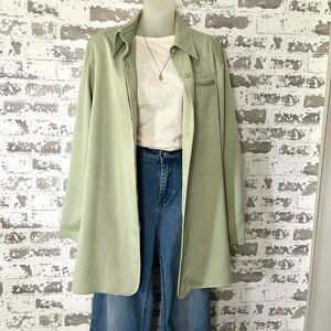 Halston Sage Green Shacket Jacket Womens L Button Front Minimalist Overshirt